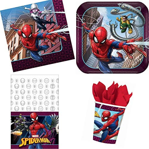 Details about   Spider Man Spiderman Birthday Party Supplies Plates Table Cover Napkins New 