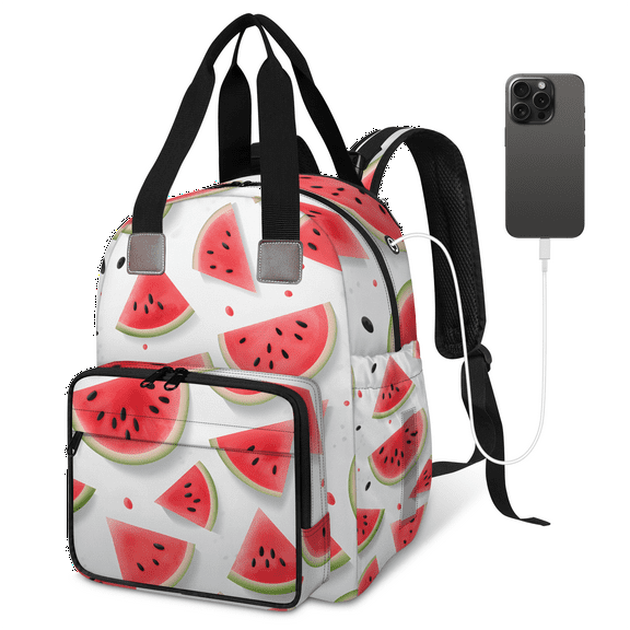 Sweet Watermelon Diaper Bag Backpack Baby Essentials Travel Tote Bag with Insulated Pockets Multi-functional Diaper Bags Organizer Bag for Women Men