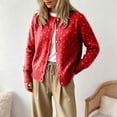 thumbnail image 6 of GEWSEY Women's Polka Dot Cardigan Oversized Open Front Sweater Button Down Knit Outerwear Cozy Sweaters Fall Winter Trendy Cute Teacher Cardigans (Red, 3XL), 6 of 6