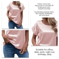 thumbnail image 5 of Short Sleeve Blouse Round Neck Pure Color Casual Comfortable Breathable Skin Friendly Top for Women Pink M, 5 of 6