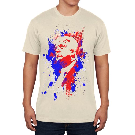 4th of July Patriotic President Trump Silhouette Juniors Soft T Shirt Cream MD