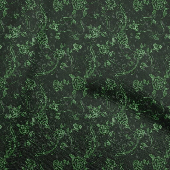 oneOone Velvet Green Fabric Asian Batik Floral Quilting Supplies Print Sewing Fabric By The Yard 58 Inch Wide