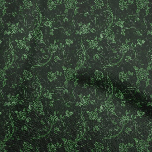 oneOone Polyester Spandex Green Fabric Asian Batik Floral Craft Projects Decor Fabric Printed By The Yard 56 Inch Wide