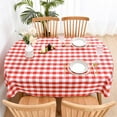 thumbnail image 3 of Farmhouse Oval Checkered Tablecloth Red and White Gingham Table Cloth Buffalo Plaid Fabric Table Cover for Dining Room Kitchen Party Table Decor 60x102 Inch, 3 of 6