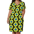 thumbnail image 2 of Vestido de verano para mujer, traje largo con bolsillos, flores de margaritas amarillas y azules., 2 of 6