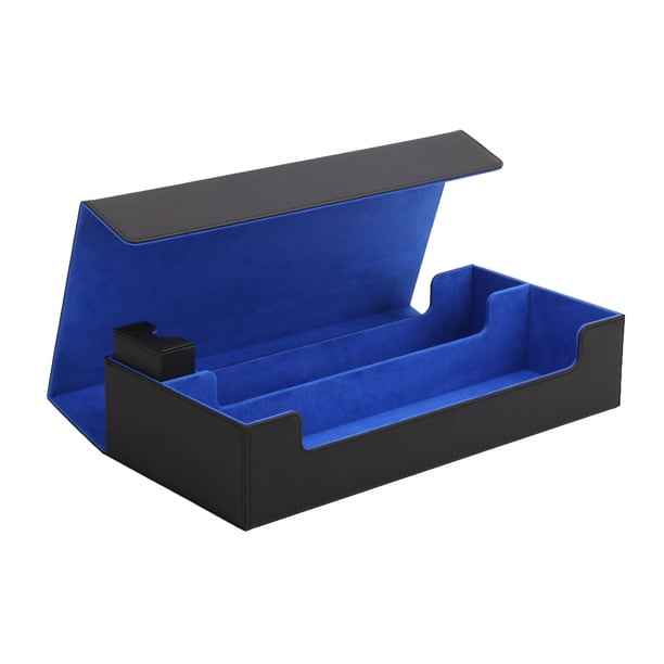 Bewildely Caja de cartas coleccionables ligera Estuche de transporte Tarjeta de juego coleccionable Protectores resistentes al desgaste Almacenamiento y organización del hogar Azul negro