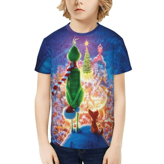 The Grinch Kids T-Shirt 3D Printed Graphic T-Shirts Boys and Girls Short Sleeve Shirts for Youth Kids X-Small