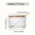 thumbnail image 3 of 4Pcs 450Ml Vintage Embossed Glass Coffee Mugs - Bamboo Lids & Spoons Overnight Oat Jars, 3 of 11