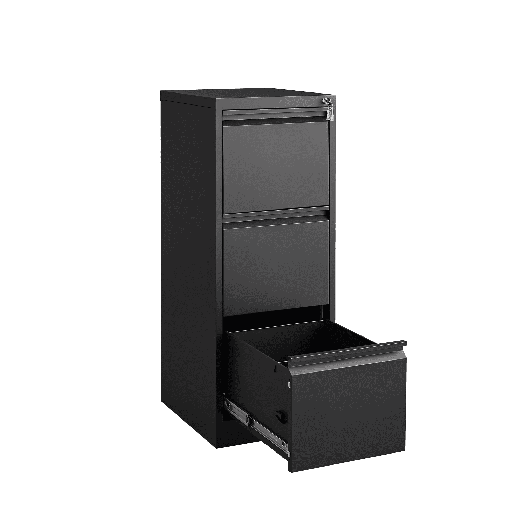 Leumius 3-Drawer File Cabinet with Lock,16.5" Deep Metal Lateral Vertical Filing Cabinet for Home Office,Fits Legal/Letter/A4,Black
