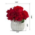thumbnail image 4 of Enova Home Mixed Artificial Silk Hydrangea and Roses Faux Flowers Arrangement in Ceramic Pot for Home Office Wedding Decoration (Red), 4 of 4