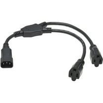Tripp Lite 18in Power Cord Y Splitter C14 to 2x NEMA 5-15R Black P00218N2R