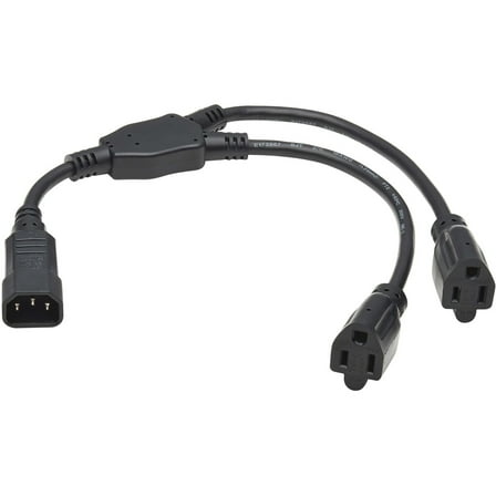 Tripp Lite 18in Power Cord Y Splitter C14 to 2x NEMA 5-15R Black P00218N2R