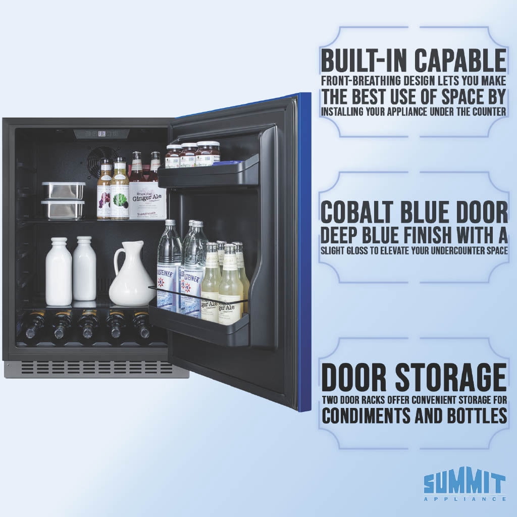 Summit 24 Inch Under Counter Refrigerator, Commercial or Home, 4.8 cu. ft. capacity, Stainless steel - AL54B Right Hand  Door