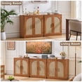 thumbnail image 5 of 2 Pack Leyaoyao Rattan Sideboard Buffet Cabinet with Storage Shelves, 31.5" Coffee Bar Cabinet with Arch Doors, Boho Credenza for Kitchen, Dining Room,Brown, 5 of 8