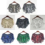 Aellinatey Women's Glittering Shawl Sequins Bridal Shawl Fringed Evening Wrap Shawls