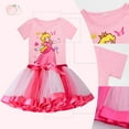 thumbnail image 4 of SUEE Princess Peach Costume for Girls Halloween Cartoon Peach Outfits with Accessories, 3-9Y, 4 of 7