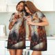 thumbnail image 4 of Balery Romantic Flower Fox Couple Camisón de manga corta con cuello redondo para mujer, cómodo y elegante., 4 of 6
