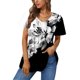 thumbnail image 1 of Fiudx Ofertas Flash Del Día Solo En Línea Top Casual de Manga Corta con Cuello En V y Estampado Degradado para Mujer, 1 of 5