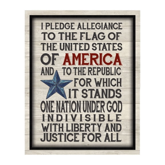 I Pledge Allegiance to the Flag Patriotic Wall Art Print, Inspirational Decor for Home, Office, Man Cave, Bedroom, Bar, Store - Wall Art Poster