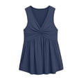 thumbnail image 4 of Daznico Womens Twist Knot V-Neck Peplum Tank Top Sleeveless A-Line Casual Summer Slim Fit Flowy Blouse,S, 4 of 4