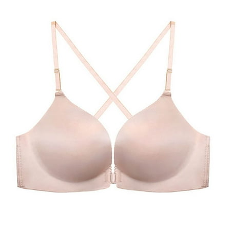 

Women s Wireless Bra Women s Front Button Back Bra Underwear Crossed Thin Band Gathering Underwear Women s Non-steel Bra Daily Bra