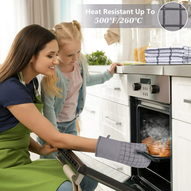 Oven Mitts and Pot Holders Set, Heat Resistant Oven Mitts Gloves