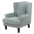 thumbnail image 2 of TOPCHANCES 2-Piece Stretch Jacquard Wing Chair Cover, Wingback Armchair Slipcovers Spandex Fabric WingChair Furnitur Removable for Adults, Kids and Pets, Light Blue, 2 of 10
