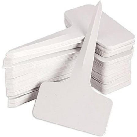 Durable Plastic Plant T-Type Tags in White Color, 100 Pcs Garden Labels