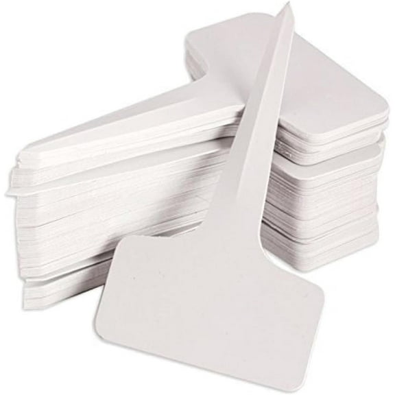 Durable Plastic Plant T-Type Tags in White Color, 100 Pcs Garden Labels