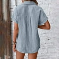 thumbnail image 5 of TTUHYWXI Womens Gauze Shirts Button Down Dress Shirts Casual Short Sleeve Textured Collared Summer Work Blouse Camping Clothes (Grey, XXL), 5 of 9