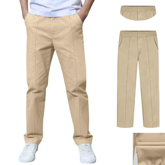 School Uniform For Boys Fit Stretch Pants With Pockets Straight Pants Beige School Pants For Boys Back To School Outfits For Boys Preppy Clothes 13-14 Years