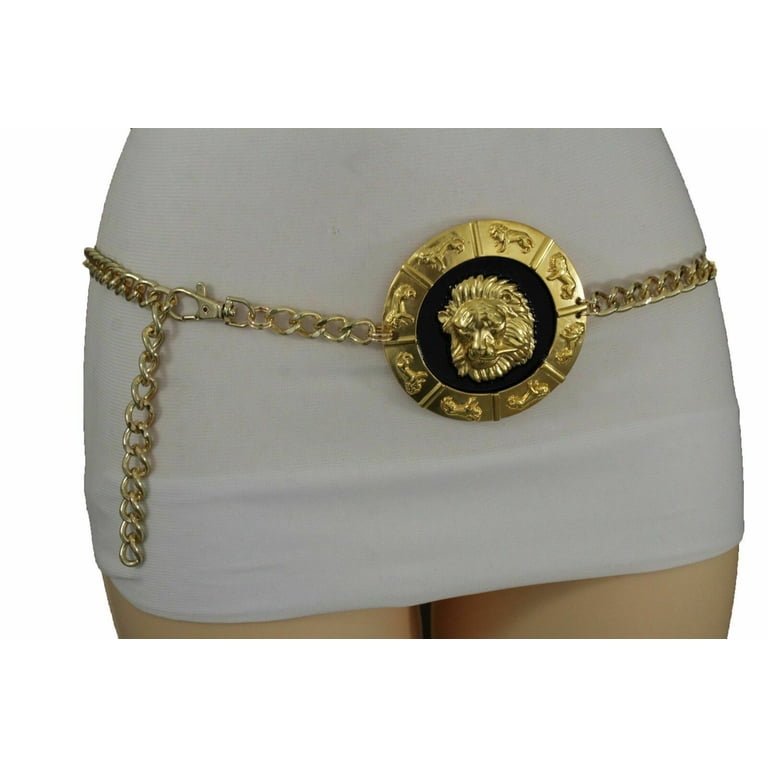Plus Size Gold or Silver Medallion Chain Statement Belt Women Silver Elegant Belt Metal Chain Links Lion Buckle  main image 4