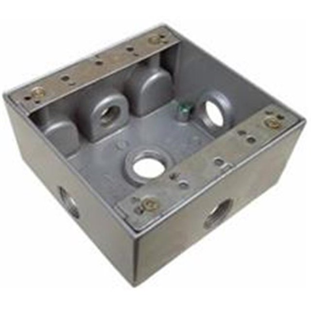 Morris Products 36260 Weatherproof Boxes - Two Gang 30.5 Cubic Inch Capacity - 5 Outlet Holes 0.7 5 In. Gray
