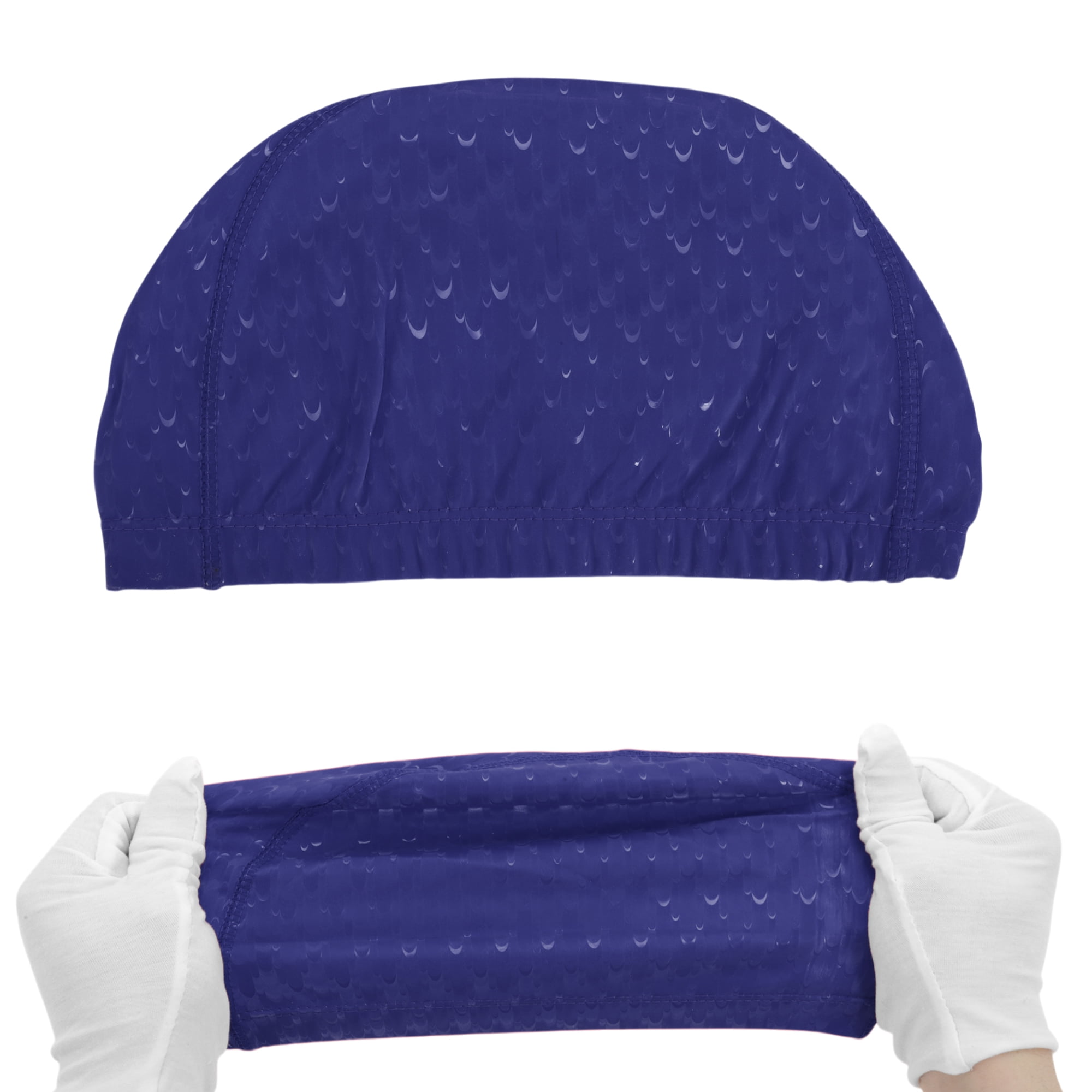 Unique Bargains Pleated Style Swimming Cap 1 Pc Navy Blue