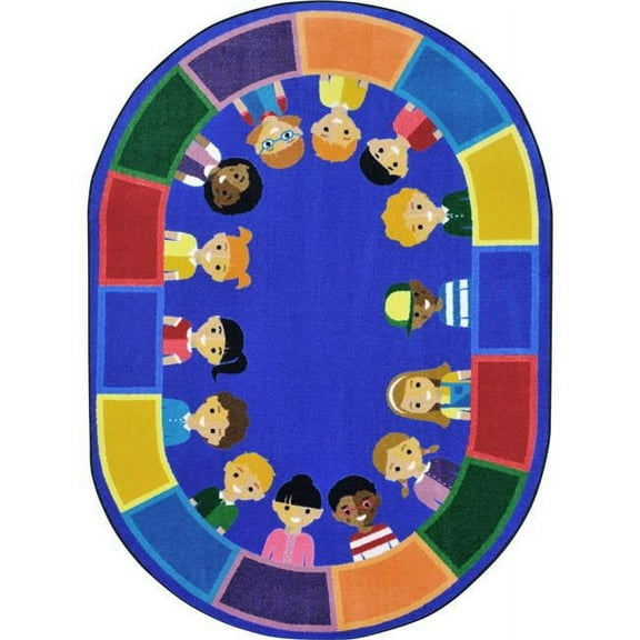 5 ft. 4 in. x 7 ft. 8 in. All of Us Together Classroom Kid Essentials Oval Rug  Multicolor