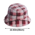 thumbnail image 3 of Diufon Women's Winter Warm Bucket Hat Plush Thickened Warm Plaid Hats Fleece Lined Outdoor Windproof Cap, 3 of 3