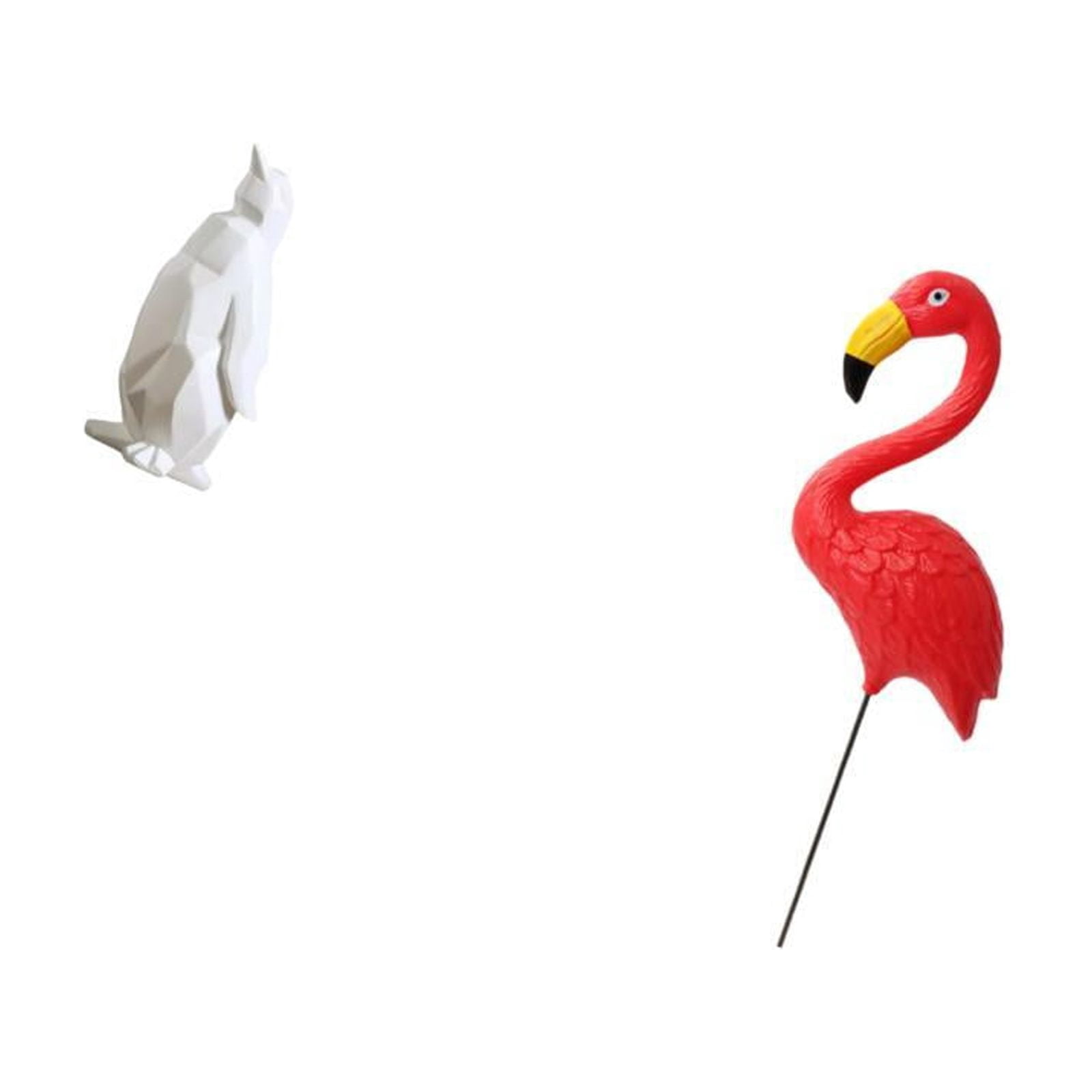 CarpNettore Penguin Bird Sculpture Figurine Collectable Craft Decorative Ornament Resin Animal Statue Yard Art Ornament Backyard Fairy Garden Accessories Flamingo Garden Stake for Housewarming