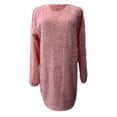 thumbnail image 4 of LYXSSBYX Womens Long Sleeve Dresses Clearance Autumn and Winter Women Causal Solid Long Sleeve Loose O-Neck Hairy Sweater Pullover Dress, 4 of 5