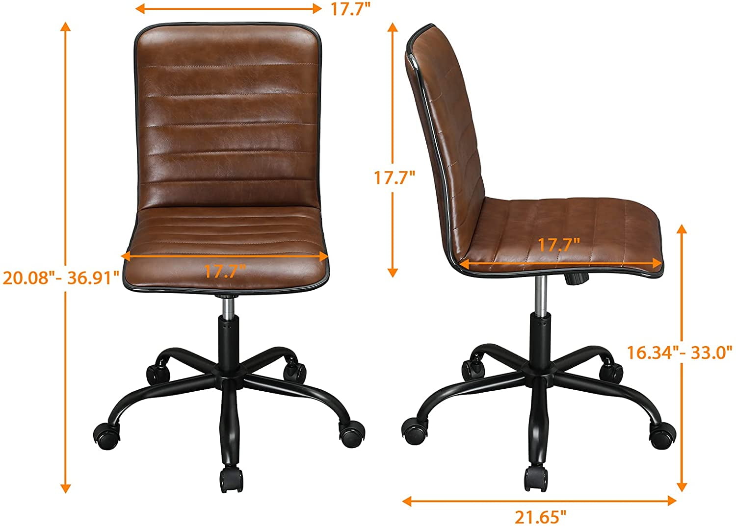 Buy DICTAC PU Leather Home Office Chair Armless Industrial Chair