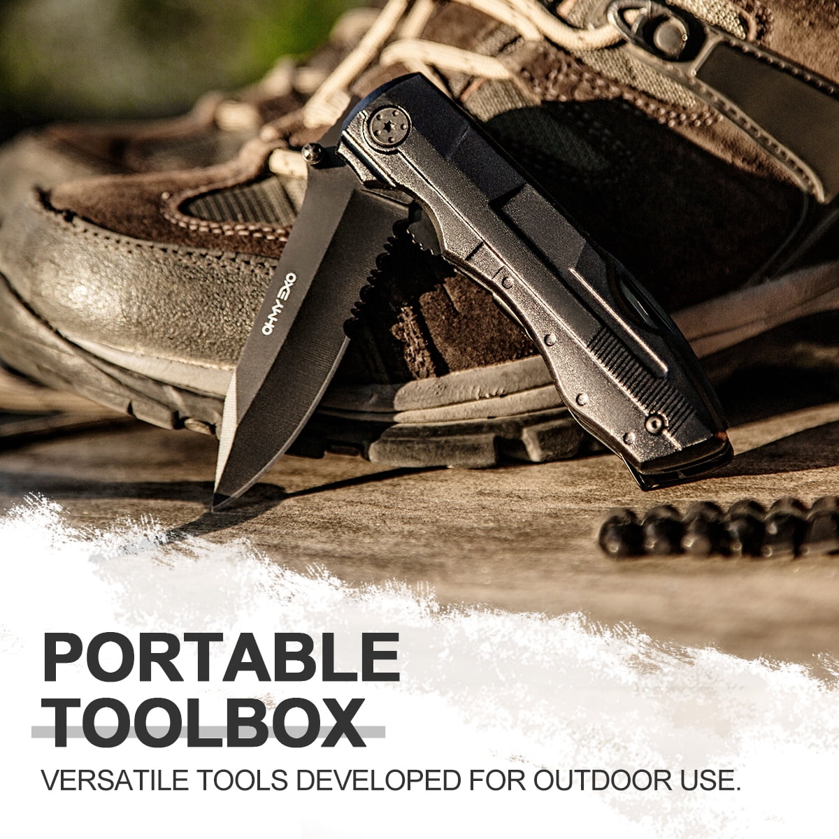 OHMY EXO_Multitool Pocket Folding Knife with Blade, Pliers, Wire Cutter, Bottle Opener, Screwdriver, Perfect Survival Knife Tool for Outdoor, Emergency, Durable Sheath, Unique Gifts for Men