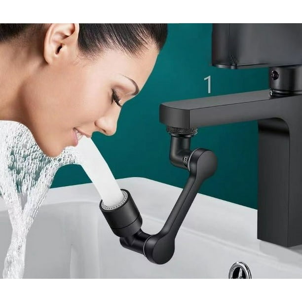 Extensor de grifo negro, aireador de grifo giratorio de 1080°, boquilla mezcladora de 2 radios, aireadores universales para grifos de cocina/baño