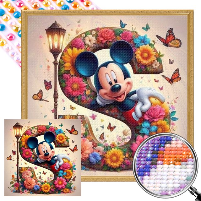 (ZQS3655-AB) (S) Diamante AB parcial Diamante Serie dibujos animados Mickey y Minnie Diamante resina 30 * 30 CM Tamaño del lienzo 35 * 35 CM