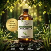 TRATAK ORGANICS Citronella Essential Oil – Huge 118 ML – 100% Pure and Natural – Premium Grade Essential Oil for Diffuser and Aromatherapy, Skin, Massage, Candle and Soap Making Fragrance