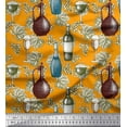 thumbnail image 1 of Soimoi Viscose Chiffon Fabric Wine Bottle,Leaves & Grapes Fruits Print Fabric by the Yard 42 Inch Wide, 1 of 1