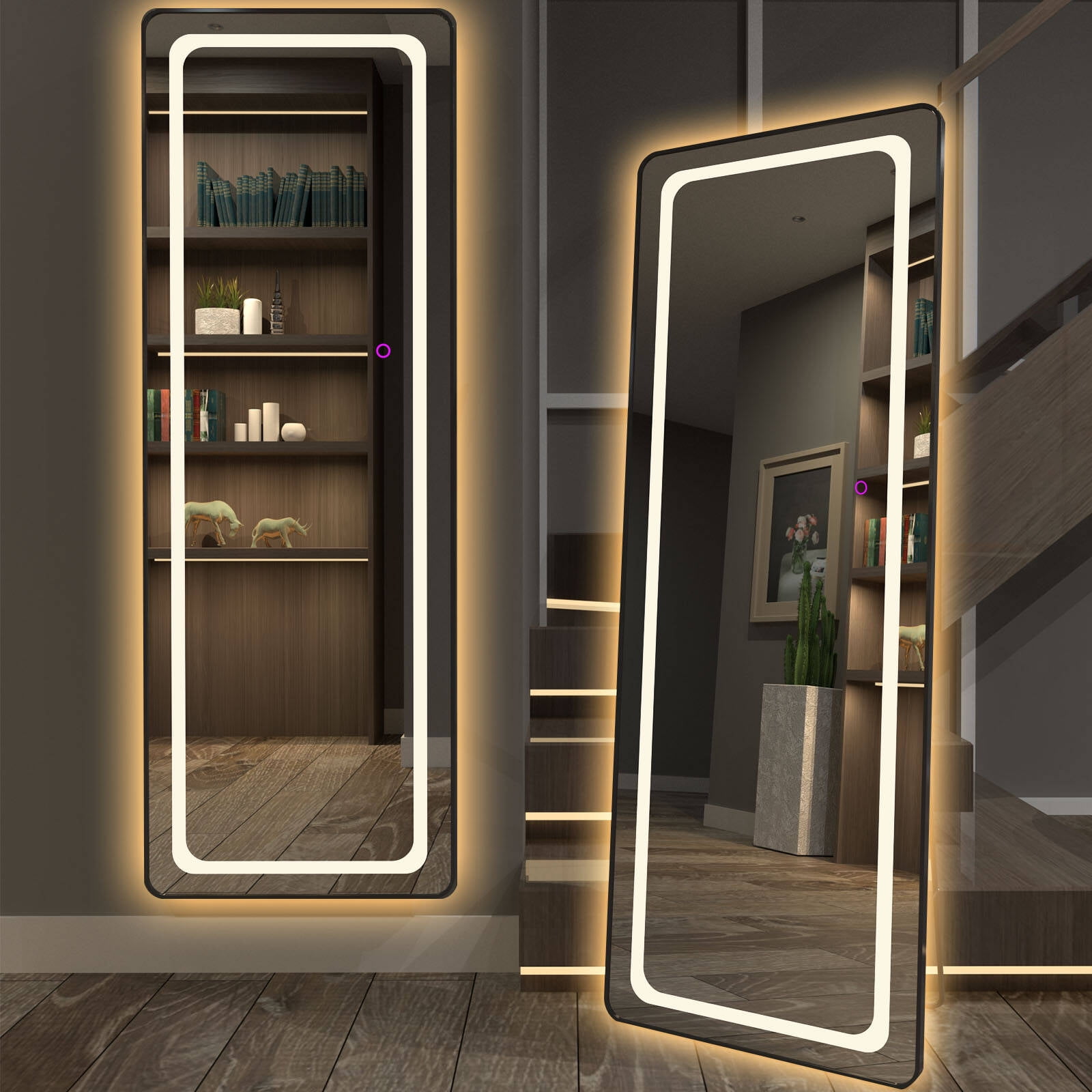 EVDINO 63"x22" Full Length Mirror Lighted, LED Free Standing Floor