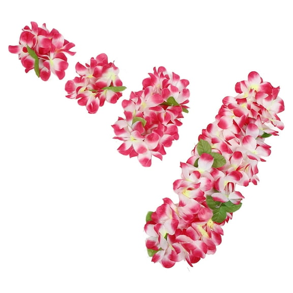 OFFIGAM Hawaiian Flower Headband Pink Plastic Decor Comfortable Longtime Use 1Set