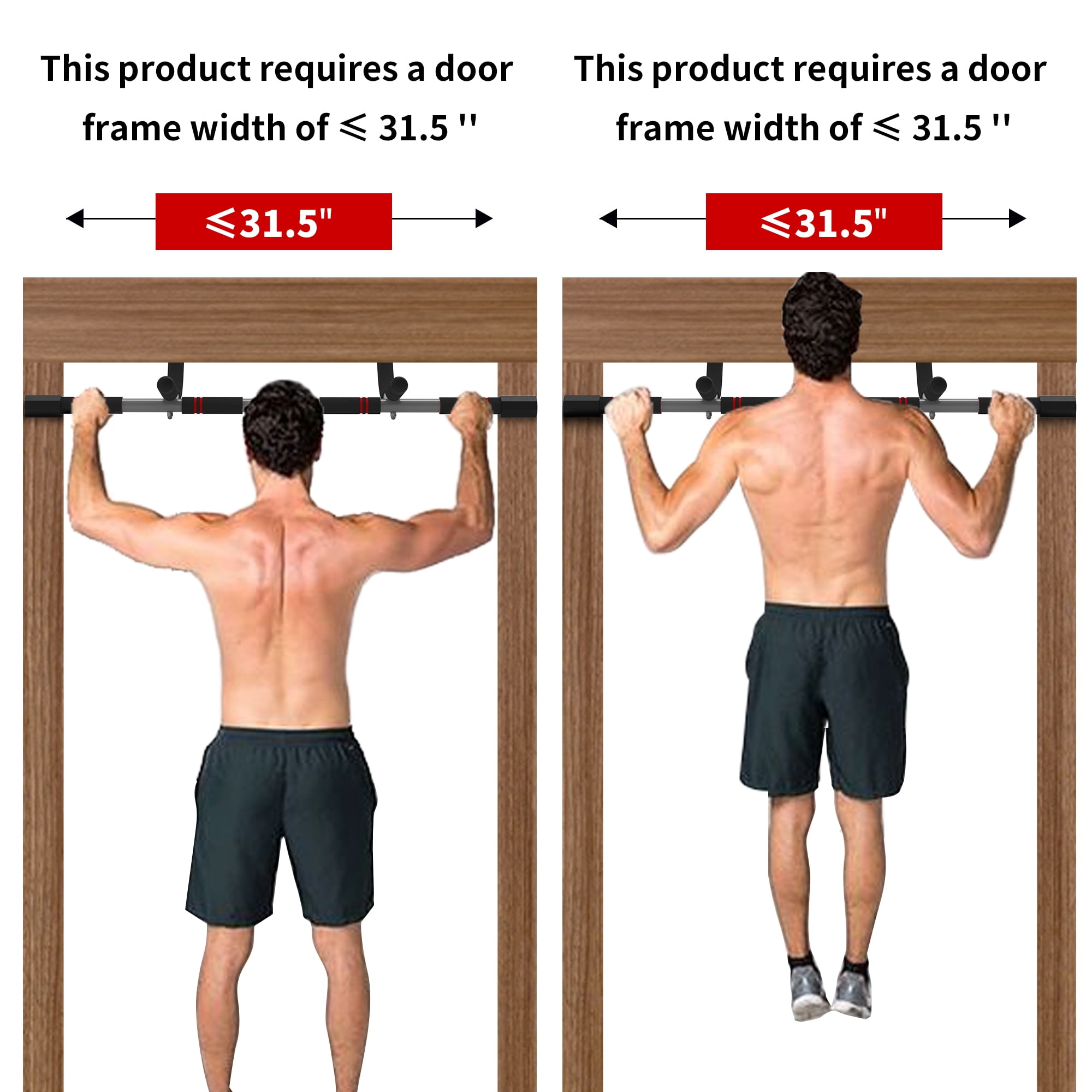 Leikefitness Doorway pull-up bar, no-screw adjustable chin-up bar for home gym full-body workouts