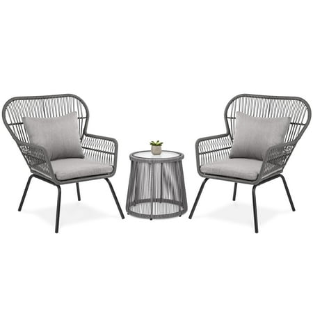Best Restaurants In Wicker Park Bucktown Best Choice Products 3-Piece Outdoor All-Weather Wicker Conversation Bistro Furniture Set for Patio, Garden, Backyard w/ 2 Chairs, Glass Top Side Table, Weather-Resistant Seat & Back Cushions - Gray ()