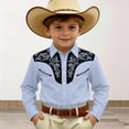 thumbnail image 2 of Bobifish Big Kids Button Down Shirts Long Sleeve Fall Western Denim Color Block Shirts Boys Girls Oktoberfest Outdoor Holiday Tops, 2 of 4