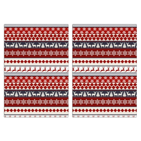 Christmas Kitchen Towels Set of 2-Tree & Plaid & Snowflakes Leaf Printed Tea Towels(18x26 inch)-Absorbent Cotton Home Decor for Christmas,Housewarming Gifts.